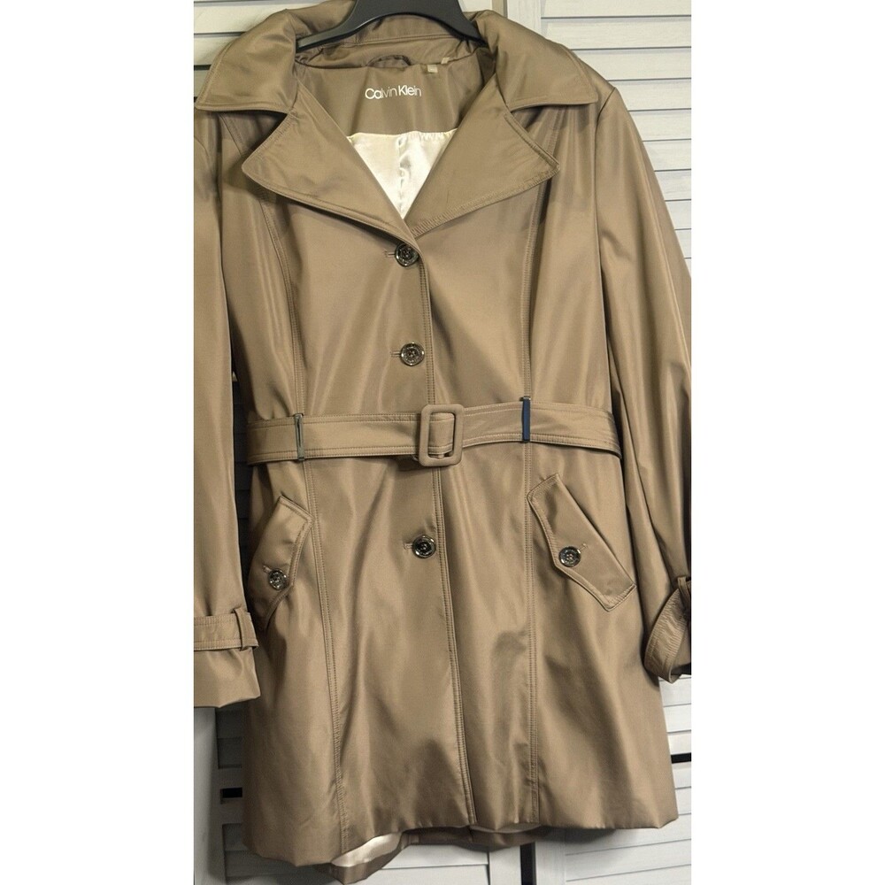 Calvin Klein hooded single-breasted water-resistant trench Coat. Size XL